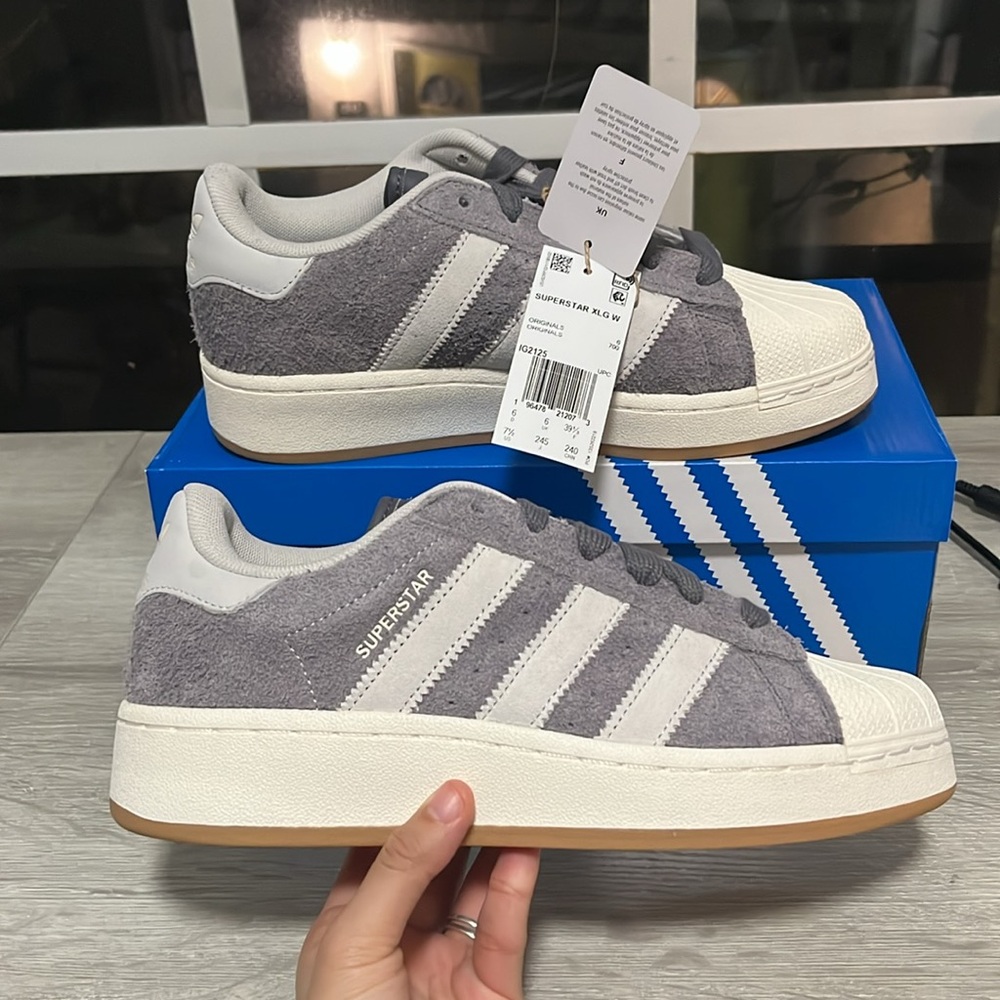 NWT Adidas Originals Superstar XLG Women's Shoes - Grey/White - IG2125 - Picture 12 of 12